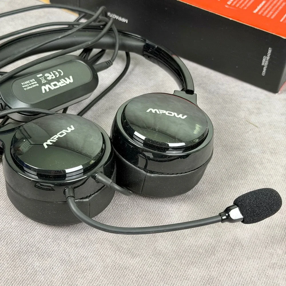 Mpow Wired Computer Headset PA071AB USB/ 3.5mm Connectivity Noise Reduction Blk
